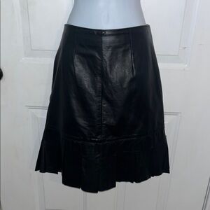 Black A-Line Leather Skirt